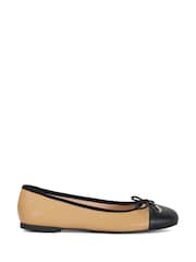 Dune London Brown Standard Fit Highest Flexible Sole Contrast Leather Ballerina Flats - Image 4 of 6