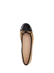 Dune London Brown Standard Fit Highest Flexible Sole Contrast Leather Ballerina Flats - Image 5 of 6