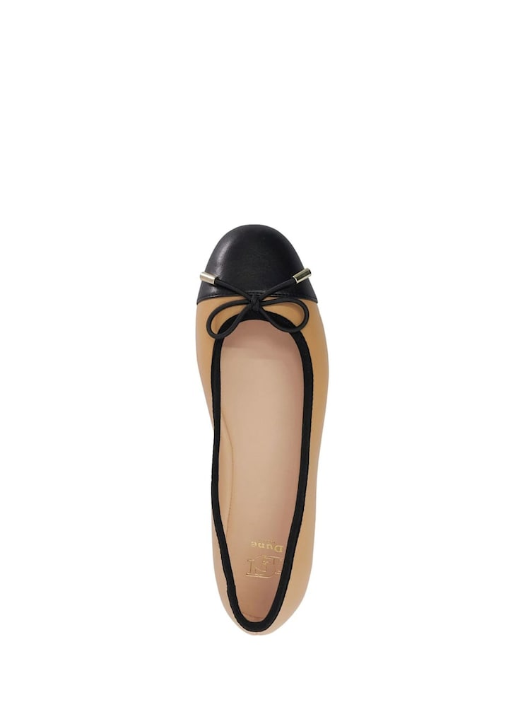 Dune London Brown Standard Fit Highest Flexible Sole Contrast Leather Ballerina Flats - Image 5 of 6