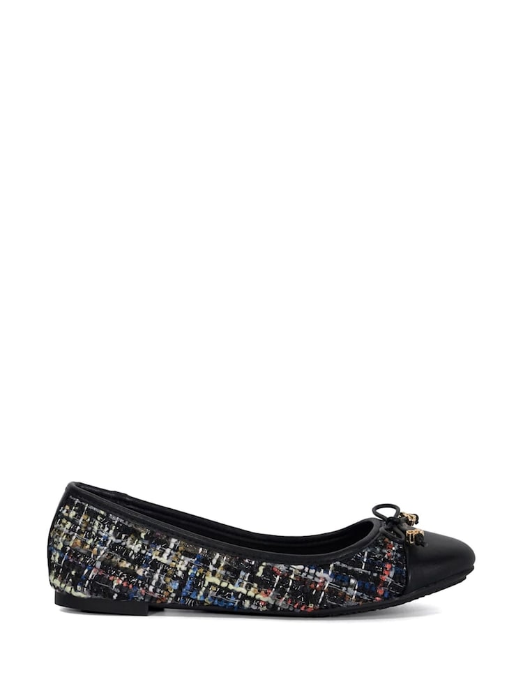 Dune London Black Hallo Charm Trim Ballet Flats - Image 1 of 6