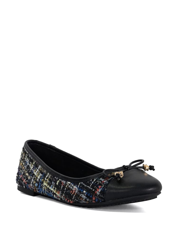 Dune London Black Hallo Charm Trim Ballet Flats - Image 2 of 6