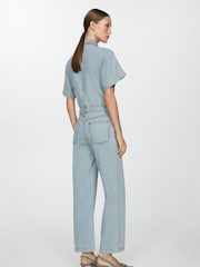 Mango Denim 100% Cotton Jumpsuit with Multi-Position Buttons - Image 2 of 7