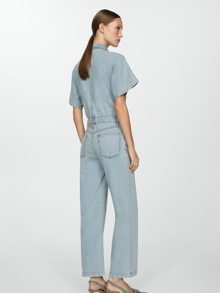 Mango Denim 100% Cotton Jumpsuit with Multi-Position Buttons - Image 2 of 7