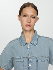 Mango Denim 100% Cotton Jumpsuit with Multi-Position Buttons - Image 4 of 7