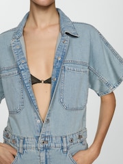 Mango Denim 100% Cotton Jumpsuit with Multi-Position Buttons - Image 5 of 7
