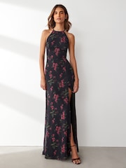 Anaya With Love Black High Neck Cami Maxi Dress With Thigh Split - Image 1 of 3