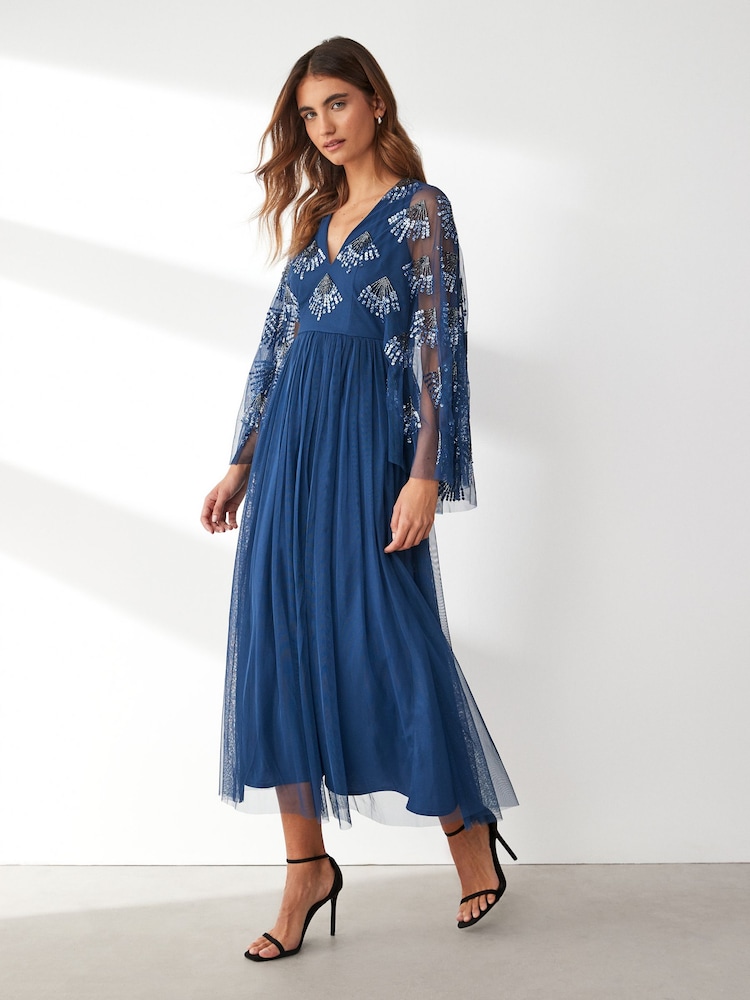 Maya Wide Sleeve Embellished Tulle Midaxi Dress - Image 1 of 3 Maya Wide Sleeve Embellished Tulle Midaxi Dress - Image 1 of 3