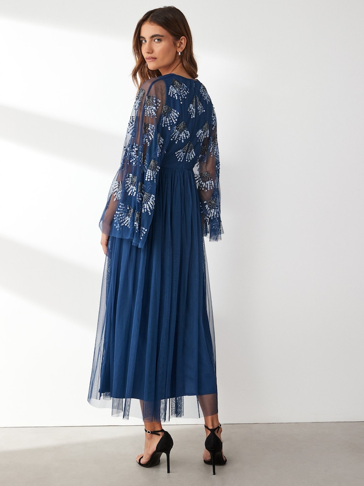 Maya Wide Sleeve Embellished Tulle Midaxi Dress - Image 2 of 3 Maya Wide Sleeve Embellished Tulle Midaxi Dress - Image 2 of 3