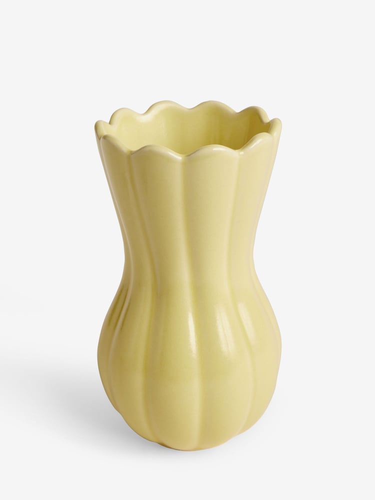 Yellow Ceramic Scallop Detail Small Vase - Image 3 of 3