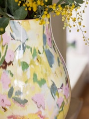 Yellow Ceramic Watercolour Floral Vase - Image 2 of 4