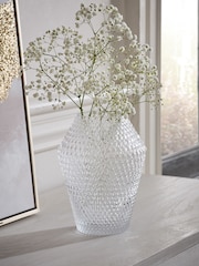 Clear Glass Textured Prism Vase - Image 1 of 3