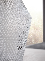 Clear Glass Textured Prism Vase - Image 3 of 3