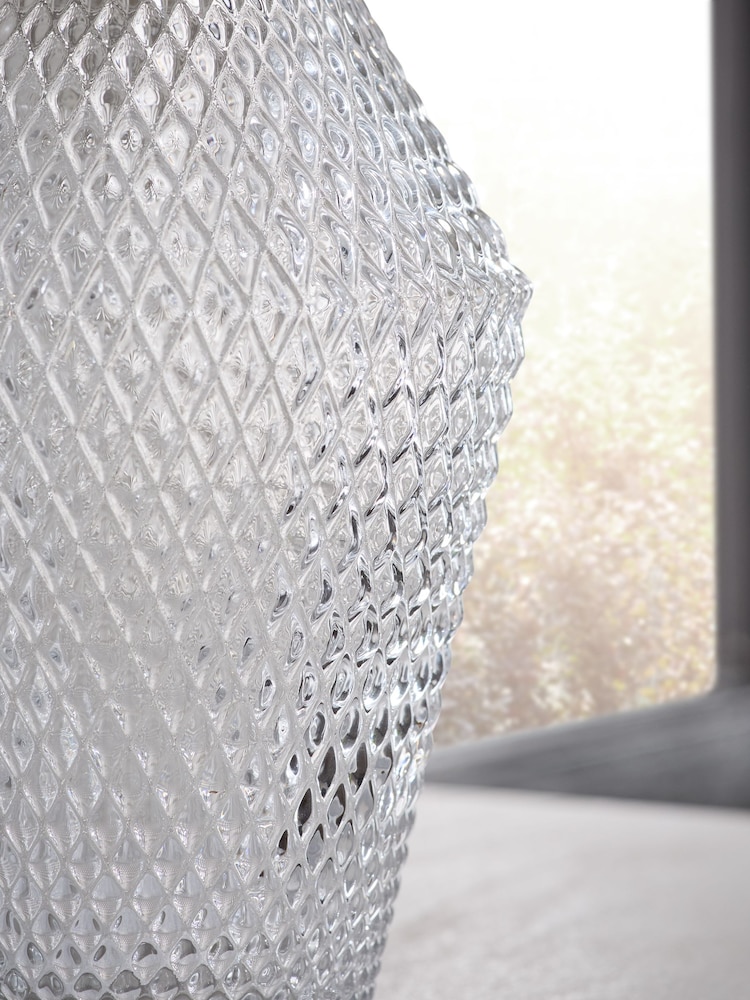 Clear Glass Textured Prism Vase - Image 3 of 3