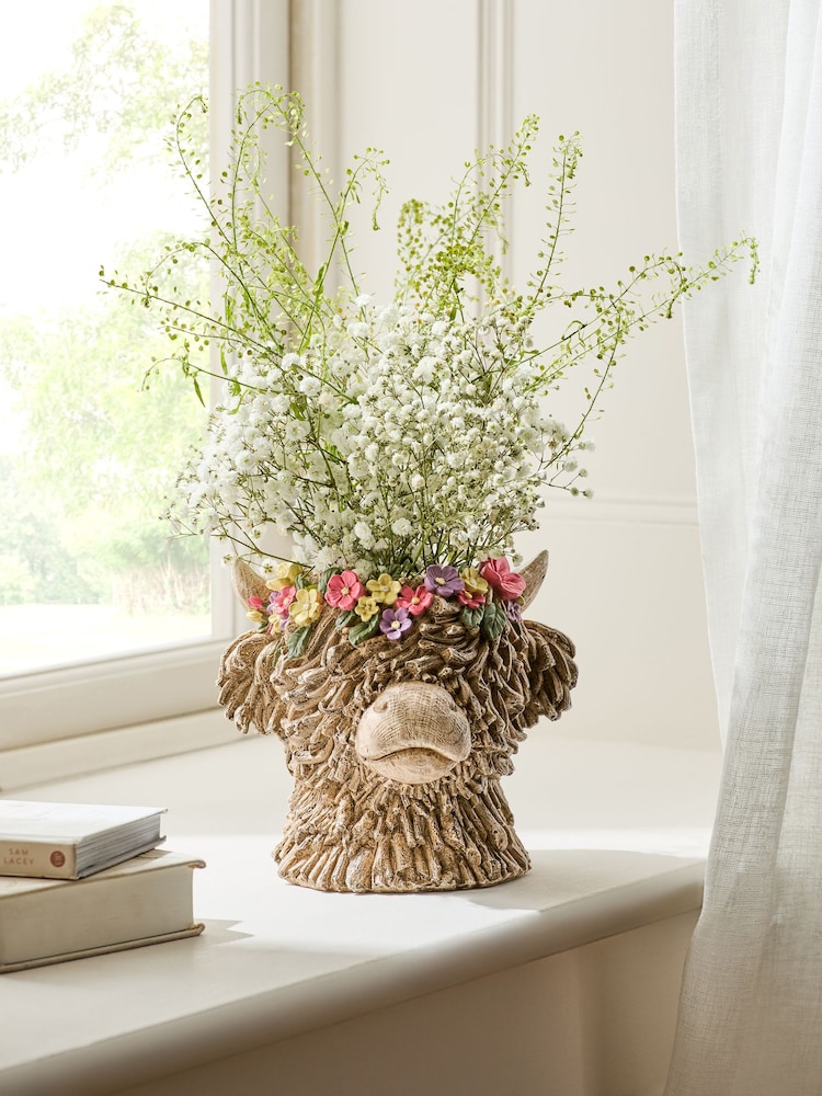 Natural Hamish the Highland Cow Floral Vase - Image 1 of 4