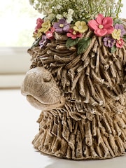 Natural Hamish the Highland Cow Floral Vase - Image 3 of 4