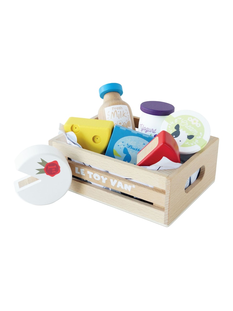 Le Toy Van Cheese and Dairy Wooden Market Crate - Image 1 of 4