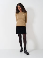 Crew Clothing Company Brown Heritage Cable Crew Neck Jumper - Image 3 of 5
