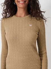 Crew Clothing Company Brown Heritage Cable Crew Neck Jumper - Image 4 of 5
