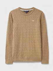 Crew Clothing Company Brown Heritage Cable Crew Neck Jumper - Image 5 of 5