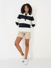 Crew Clothing Company Blue Striped Long Sleeve 100% Cotton Rugby Shirts - Image 3 of 5
