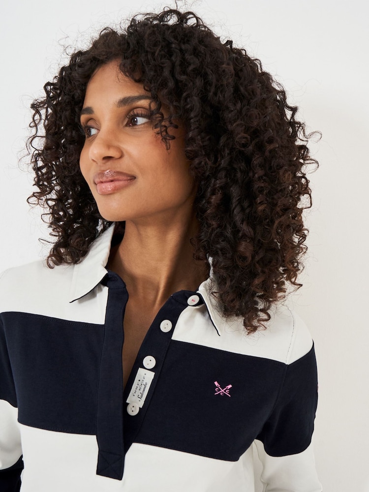 Crew Clothing Company Blue Striped Long Sleeve 100% Cotton Rugby Shirts - Image 4 of 5