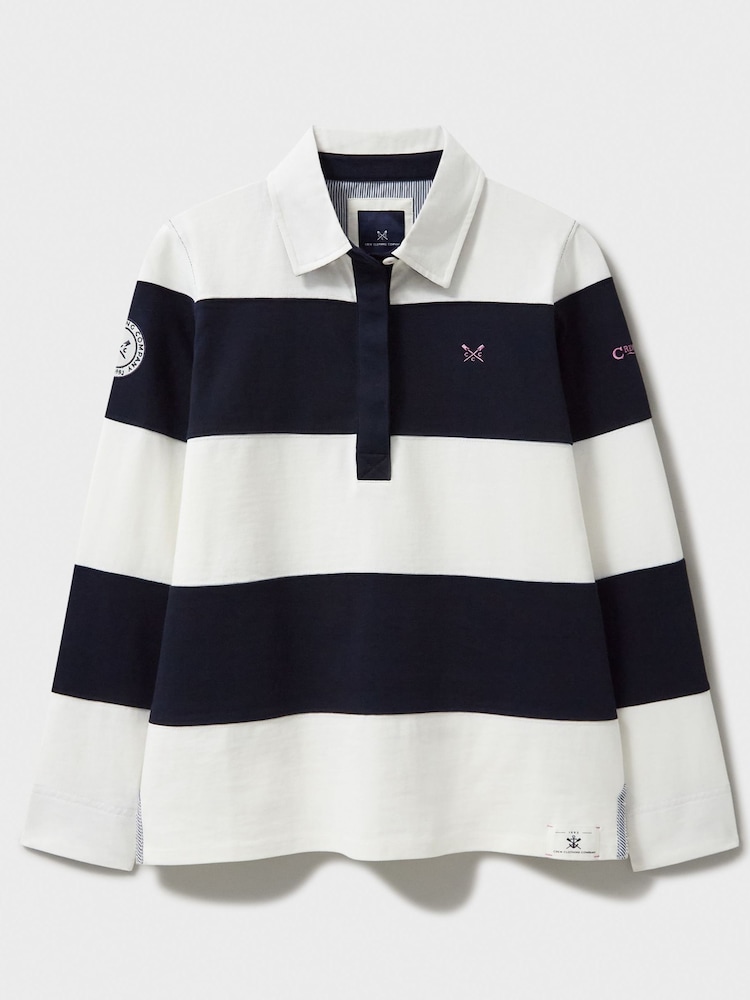 Crew Clothing Company Blue Striped Long Sleeve 100% Cotton Rugby Shirts - Image 5 of 5