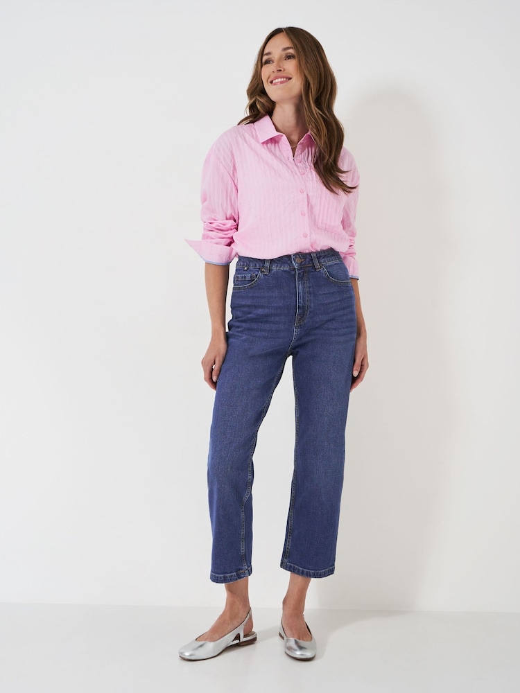 Blau - Crew Clothing gerade geschnittene Cropped-Jeans - Bild 1 von 5