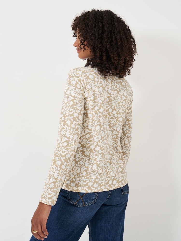 Crew Clothing Company Natural Cassandra Stripe Button Top - Image 2 of 4