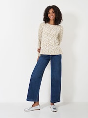 Crew Clothing Company Natural Cassandra Stripe Button Top - Image 3 of 4