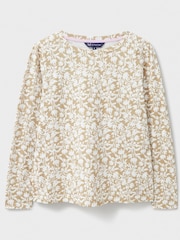 Crew Clothing Company Natural Cassandra Stripe Button Top - Image 4 of 4