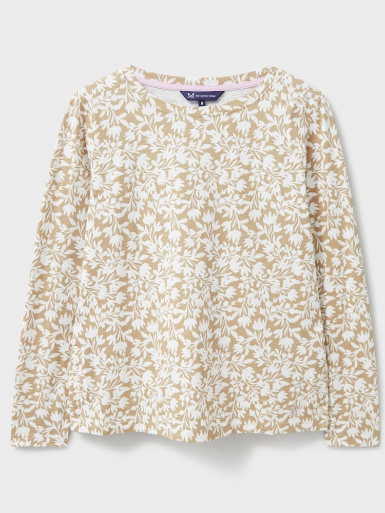 Crew Clothing Company Natural Cassandra Stripe Button Top - Image 4 of 4