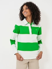Crew Clothing Company Green Striped Long Sleeve 100% Cotton Rugby Shirts - Image 3 of 7