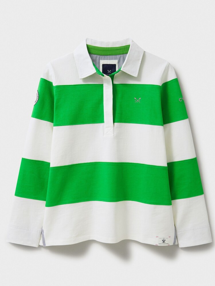 Crew Clothing Company Green Striped Long Sleeve 100% Cotton Rugby Shirts - Image 7 of 7