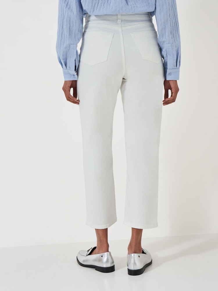 Weiß - Crew Clothing gerade geschnittene Cropped-Jeans - Bild 2 von 5