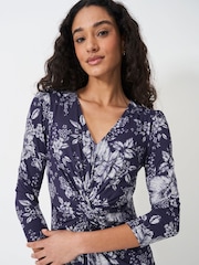 Crew Clothing Company Blue 3/4 Sleeve Flora Jersey Dress - Image 4 of 5