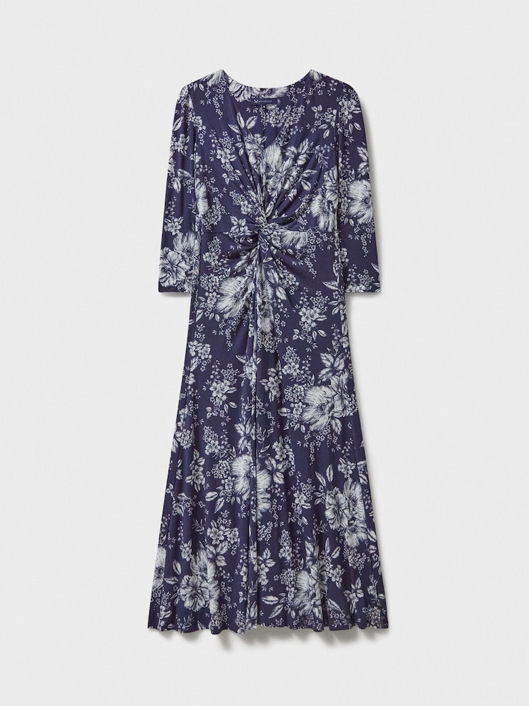 Crew Clothing Company Blue 3/4 Sleeve Flora Jersey Dress - Image 5 of 5
