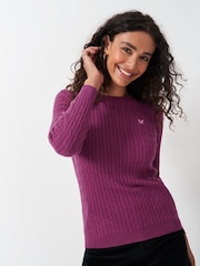 Crew Clothing Company Pink Heritage Cable Crew Neck Jumper - Image 1 of 5