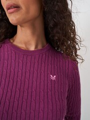 Crew Clothing Company Pink Heritage Cable Crew Neck Jumper - Image 4 of 5
