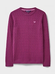 Crew Clothing Company Pink Heritage Cable Crew Neck Jumper - Image 5 of 5