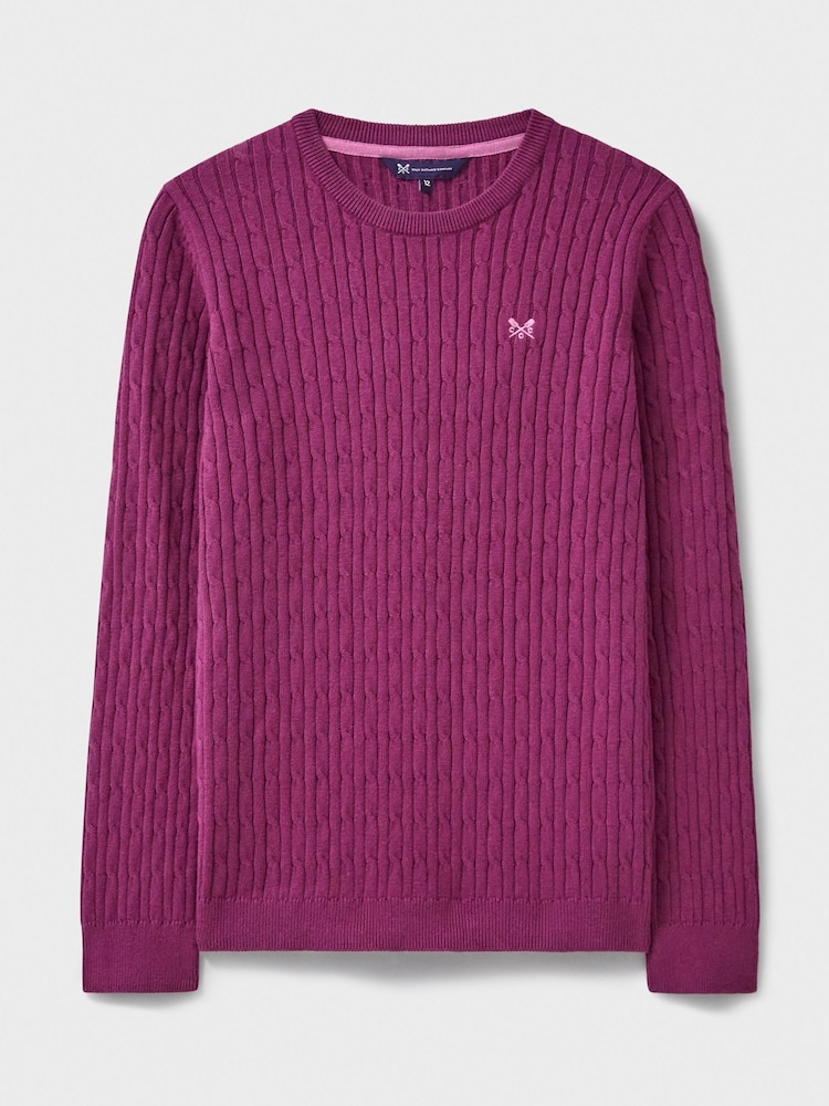Crew Clothing Company Pink Heritage Cable Crew Neck Jumper - Image 5 of 5