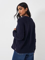 Crew Clothing Blue Tali Stripe Knit Cardigan - Image 2 of 5