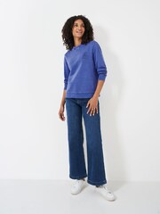 Crew Clothing Company Blue Pigment Dyed Crew Neck Sweatshirt - Image 3 of 5