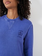 Crew Clothing Company Blue Pigment Dyed Crew Neck Sweatshirt - Image 4 of 5