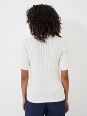 Crew Clothing White Heritage Flip Collar 100% Cotton T-Shirt - Image 2 of 5