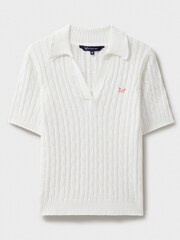 Crew Clothing White Heritage Flip Collar 100% Cotton T-Shirt - Image 5 of 5