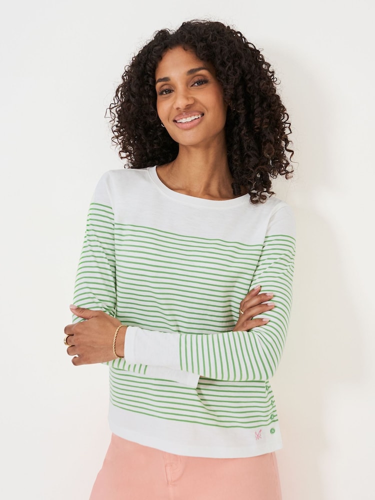 Crew Clothing Cassandra Stripe Button Top - Image 2 of 6