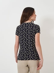 Crew Clothing Blue Printed Jersey Top - Image 2 of 5