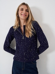 Crew Clothing Company Blue Glitterball Knitted Jacket - Image 1 of 5