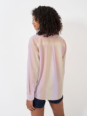 Crew Clothing Pink Seersucker Relaxed 100% Cotton Striped Shirt - Image 2 of 5