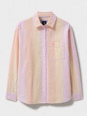 Crew Clothing Pink Seersucker Relaxed 100% Cotton Striped Shirt - Image 5 of 5